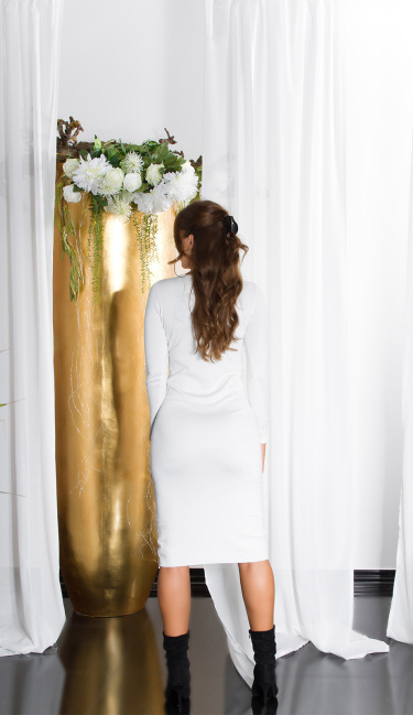 KouCla knit dress with V-Cut lacing White